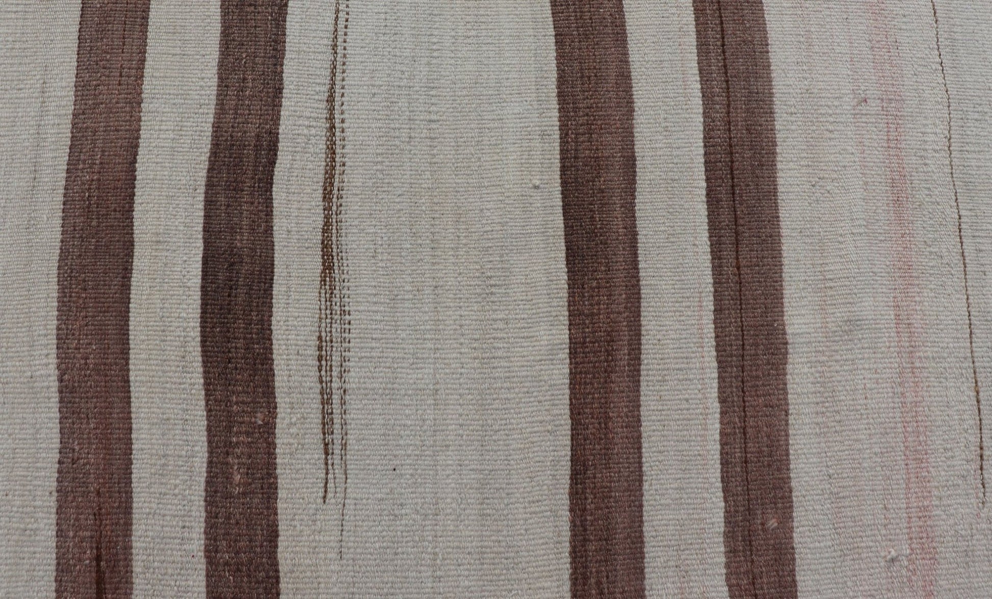Measures: 9'4 x 11'4 Vintage Turkish Flat - Weave Muted Colored Kilim in Taupe, Brown and Cream. Keivan Woven Arts / rug EN - 14035, country of origin / type: Turkey / Kilim, circa 1950 This vintage flat - woven Kilim features a minimalist design ... - Keivan Woven ArtsEN - 14035 - 22716Rug