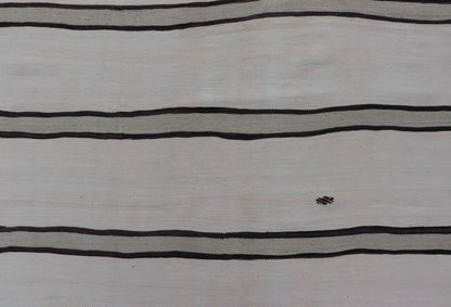 Turkish Vintage Gallery Flat - Weave in Brown, Gray, And, Ivory with Stripe Design. Keivan Woven Arts / rug EN - 14036, country of origin / type: Turkey / Kilim, circa 1950 Measures: 5'4 x 12'0 This vintage striped design Turkish Kilim rendered in s... - Keivan Woven ArtsEN - 14036 - 23169Rug
