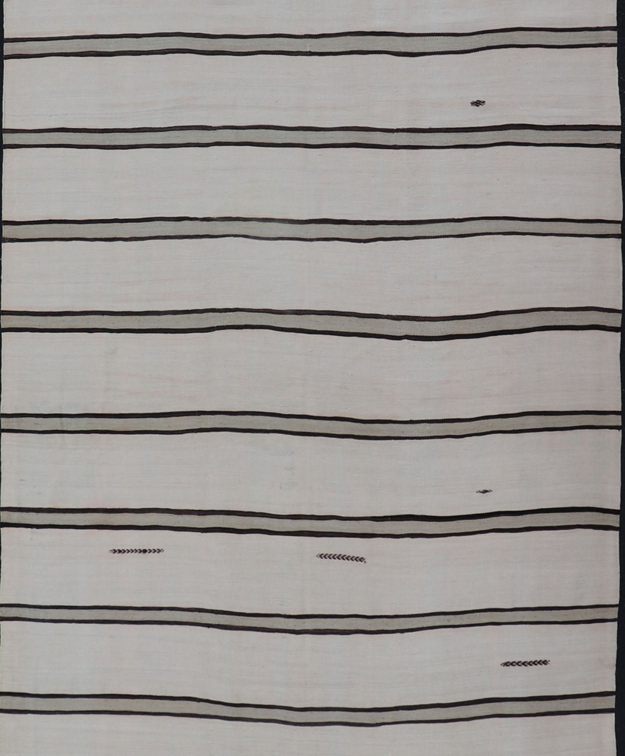 Turkish Vintage Gallery Flat - Weave in Brown, Gray, And, Ivory with Stripe Design. Keivan Woven Arts / rug EN - 14036, country of origin / type: Turkey / Kilim, circa 1950 Measures: 5'4 x 12'0 This vintage striped design Turkish Kilim rendered in s... - Keivan Woven ArtsEN - 14036 - 23169Rug