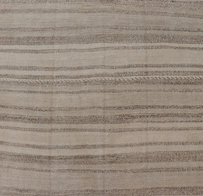 Measures: 4'6 x 13'0 Vintage Turkish Flat - Weave Gallery Runner with Minimalist & Modern Design. Keivan Woven Arts / rug / EN - 14040, country of origin / type: Turkey / Kilim, circa 1960 This softly striped - design vintage runner from Turkey fe... - Keivan Woven ArtsEN - 14040 - 21769Rug