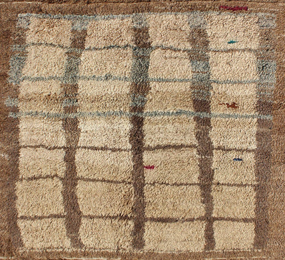 Turkish Vintage Tulu Rug With Modern Simple Square Design in Tan And Brown. Keivan Woven Arts / rug EN - 140524, country of origin / type: Turkey / Tulu, circa mid - 20th century. Measures: 5'1 x 5'2 This vintage Tulu rug from Turkey (circa m... - Keivan Woven ArtsEN - 140524 - 5680Rug