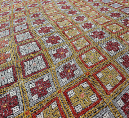 Modern design, Colorful Vintage Turkish Flat - Weave Kilim Rug with Geometric Diamonds, embroidered flat weave rug, kwarugs Diamond design multicolored vintage flat - weave Turkish Kilim rug, rug en - 140535, country of origin / type: Turkey / Kilim, ... - Keivan Woven ArtsEN - 140535 - 6073Rug