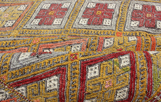 Modern design, Colorful Vintage Turkish Flat - Weave Kilim Rug with Geometric Diamonds, embroidered flat weave rug, kwarugs Diamond design multicolored vintage flat - weave Turkish Kilim rug, rug en - 140535, country of origin / type: Turkey / Kilim, ... - Keivan Woven ArtsEN - 140535 - 6073Rug