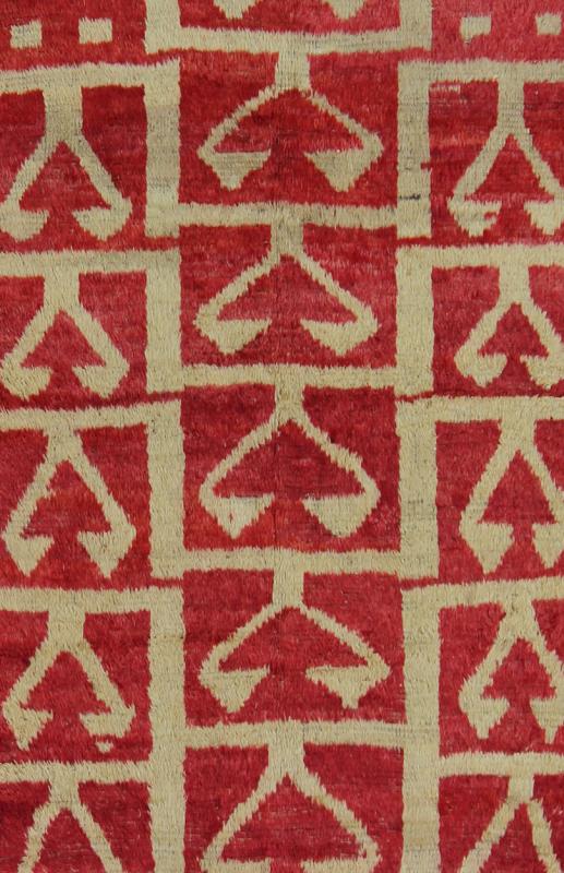 Mid - Century Turkish Tulu Carpet with Tribal Pattern in Red and Lt Green Mid - Century Turkish Tulu Carpet with Tribal Pattern in Red and light green, Keivan Woven Arts / rug EN - 140839, country of origin / type: Turkey / Tulu circa mid - 20th Century... - Keivan Woven ArtsEN - 140839 - 6634Rug