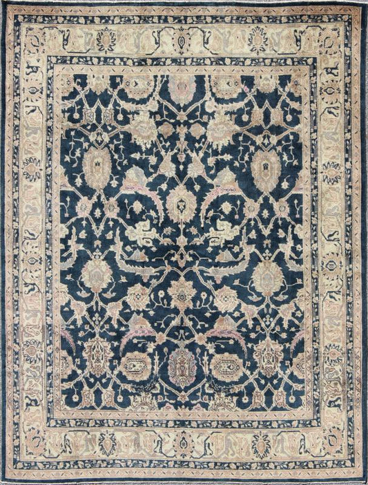 Turkish Carpet with Deep Navy Background and Lovely Botanical Motifs Deep Navy Blue Vintage Turkish Rug rug/en - 140898, origin/turkey kwarugs This Turkish rug contains subtle tones of light pink, lavender, and cream, which are highlight... - Keivan Woven ArtsEN - 140898 - 6652Rug