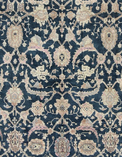 Turkish Carpet with Deep Navy Background and Lovely Botanical Motifs Deep Navy Blue Vintage Turkish Rug rug/en - 140898, origin/turkey kwarugs This Turkish rug contains subtle tones of light pink, lavender, and cream, which are highlight... - Keivan Woven ArtsEN - 140898 - 6652Rug