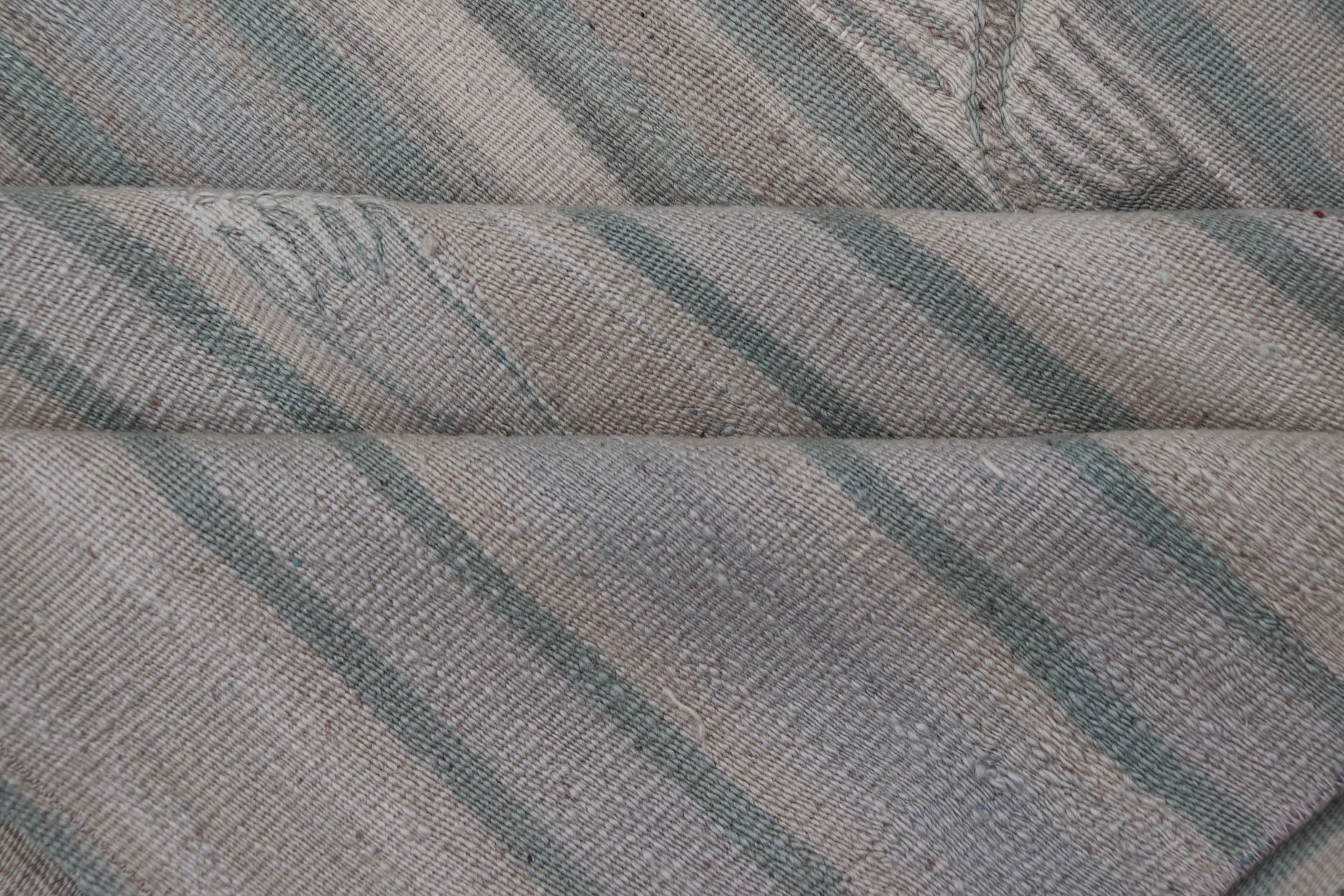 Hand Woven large vintage Turkish paneled in cream, blue, light brown and taupe. Keivan Woven Arts / rug EN - 14094 country of origin / type: Turkey / Kilim, circa mid - 20th century Measures: 9'2 x 11'6 - Keivan Woven ArtsEN - 14094 - 23175Rug