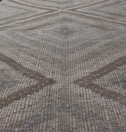 Measures: 6'5 x 10'2 Vintage Turkish Embroidered Kilim Rug with All - Over Repeating Diamond Design. Keivan Woven Arts / rug EN - 14095, country of origin / type: Turkey / Kilim, circa Mid - 20th Century. This geometric embroidered flat weave ... - Keivan Woven ArtsEN - 14095 - 21787Rug