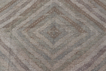 Measures: 6'5 x 10'2 Vintage Turkish Embroidered Kilim Rug with All - Over Repeating Diamond Design. Keivan Woven Arts / rug EN - 14095, country of origin / type: Turkey / Kilim, circa Mid - 20th Century. This geometric embroidered flat weave ... - Keivan Woven ArtsEN - 14095 - 21787Rug