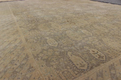 Muted Vintage Turkish Sivas with Paisley Design in Taupe, Gray - Green, And Camel Measures: 6'8'' x 9'0'' Stylized paisley motifs are featured in a repeating pattern on this Sivas wool rug. A blend of Persian inspiration and Turkish design... - Keivan Woven ArtsEN - 141067 - 7175Rug