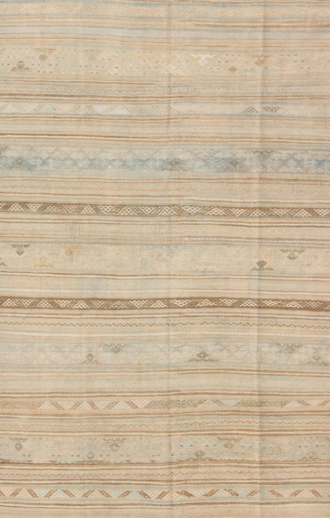 Neutral Stripes Vintage Hand Woven Turkish Kilim Rug With Assorted Geometric Tribal Shapes Neutral stripes vintage Turkish Kilim rug with assorted geometric tribal shapes, Keivan Woven Arts / rug en - 141092, country of origin / type: turkey / Kil... - Keivan Woven ArtsEN - 141092 - 9008Rug