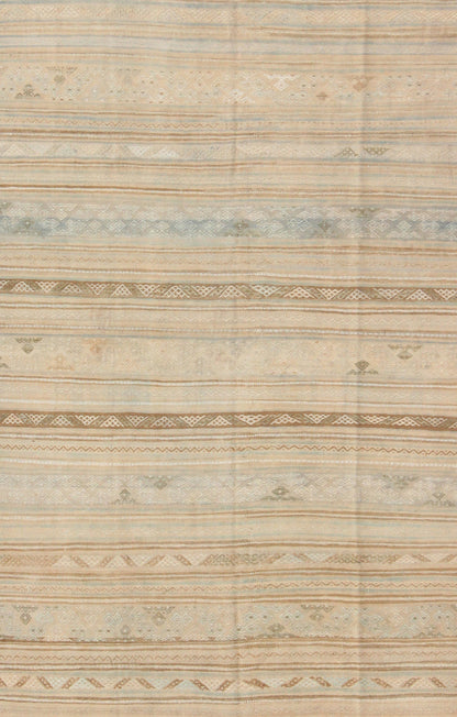 Neutral Stripes Vintage Hand Woven Turkish Kilim Rug With Assorted Geometric Tribal Shapes Neutral stripes vintage Turkish Kilim rug with assorted geometric tribal shapes, Keivan Woven Arts / rug en - 141092, country of origin / type: turkey / Kil... - Keivan Woven ArtsEN - 141092 - 9008Rug
