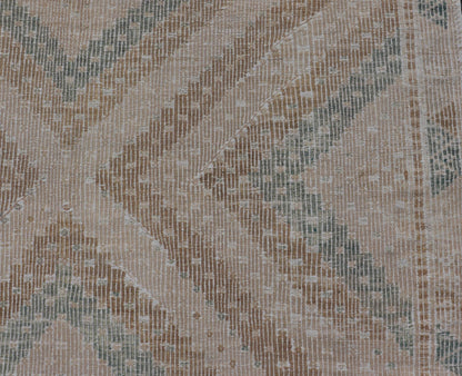 Vintage Hand - Woven Turkish Gallery Kilim Rug in Wool with Diamond Design This flat - weave tribal Turkish kilim has been hand - woven in wool. The rug features an all - over sub - geometric diamond design, and is rendered in blue and earthy tones; maki... - Keivan Woven ArtsEN - 141120 - 19838