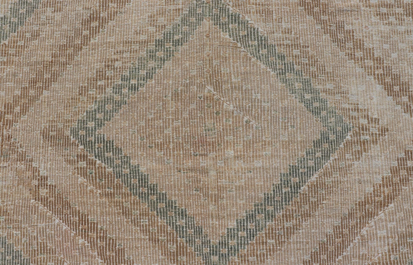 Vintage Hand - Woven Turkish Gallery Kilim Rug in Wool with Diamond Design This flat - weave tribal Turkish kilim has been hand - woven in wool. The rug features an all - over sub - geometric diamond design, and is rendered in blue and earthy tones; maki... - Keivan Woven ArtsEN - 141120 - 19838