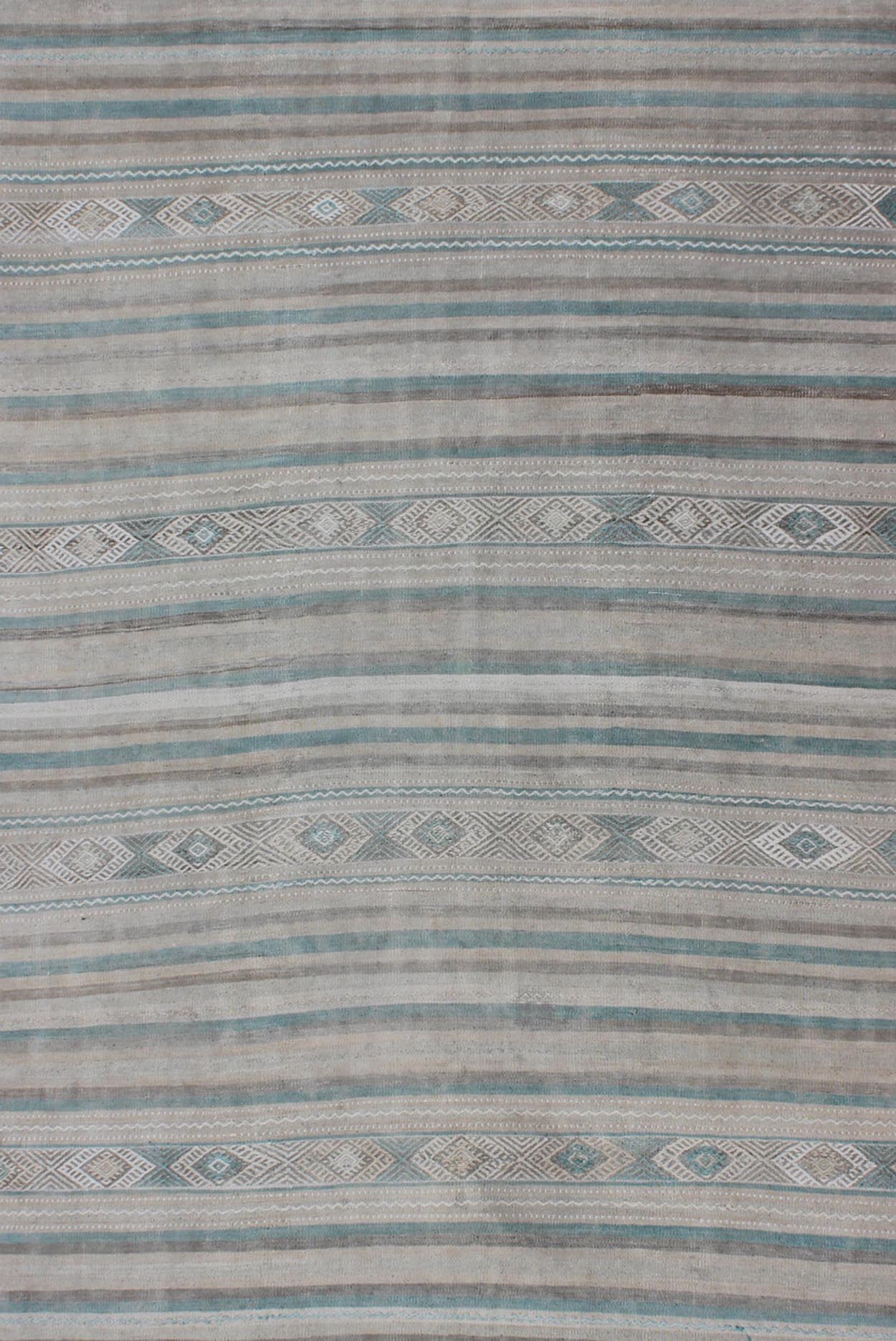 Gray, Blue Green, Taupe, and Camel Vintage Turkish Kilim with Geometric kwarugs Geometric stripe design vintage Kilim rug from Turkey in gray,blue - green, taupe, camel, Keivan Woven Arts / rug en - 141148, country of origin / type: Turkey / Kilim, ... - Keivan Woven ArtsEN - 141148 - 9404Rug