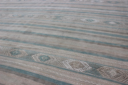 Gray, Blue Green, Taupe, and Camel Vintage Turkish Kilim with Geometric kwarugs Geometric stripe design vintage Kilim rug from Turkey in gray,blue - green, taupe, camel, Keivan Woven Arts / rug en - 141148, country of origin / type: Turkey / Kilim, ... - Keivan Woven ArtsEN - 141148 - 9404Rug