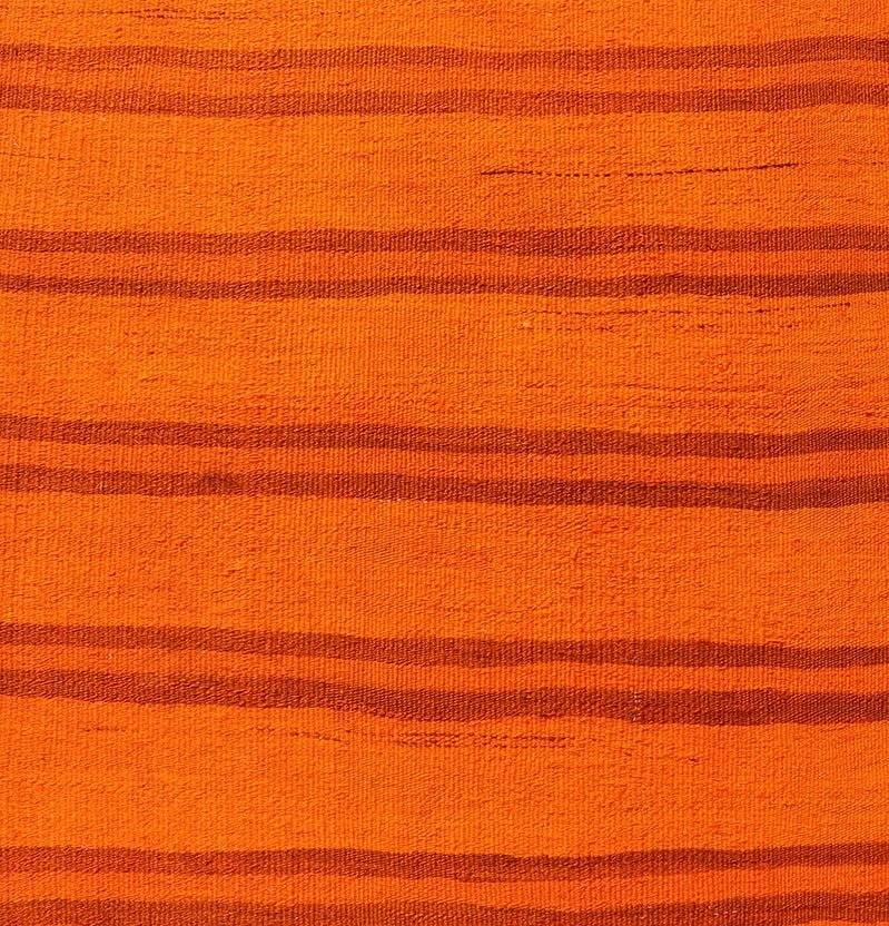 Vintage Turkish Kilim Runner with Vibrant Orange Stripes and Rustic Charm - Keivan Woven ArtsEN - 14122Rug