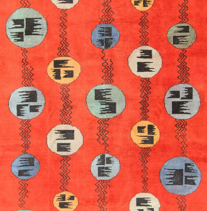 Art Deco Design Vintage Turkish Rug Designed and commissioned by the Turkish megastar, Zeki Muren, this vintage contemporary rug highlights a retro palette and sporadically spaced circle motifs. Deriving inspiration from both Zeki Murens creativ... - Keivan Woven ArtsEN - 141297 - 7195Rug