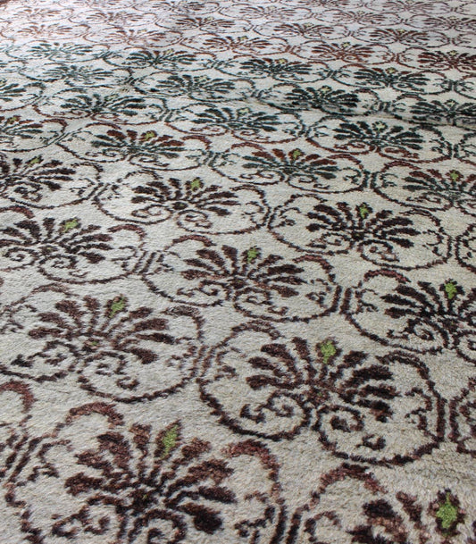 Vintage Hand Knotted Turkish Oushak Rug With All - Over Design in Chocolate Brown, Ivory, Green Vintage Turkish Oushak rug with all - over design in chocolate brown, ivory, green, Keivan Woven Arts / rug EN - 141300, country of origin type: turkey Ous... - Keivan Woven ArtsEN - 141300 - 6656Rug