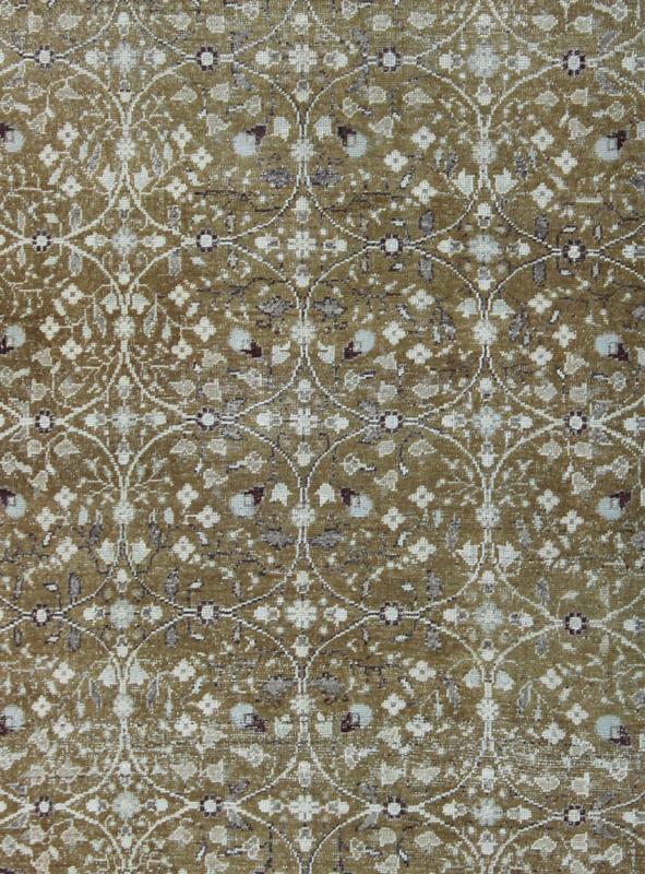 Antique All - Over Design Oushak Rug with Flowers in Ivory and Olive Green, rug EN - 141498 country of origin / type: Turkey / Oushak, circa second quarter of 20th Century. Produced in 1930's Turkey, this antique Oushak is characterized by a unique... - Keivan Woven ArtsEN - 141498 - 6680Rug