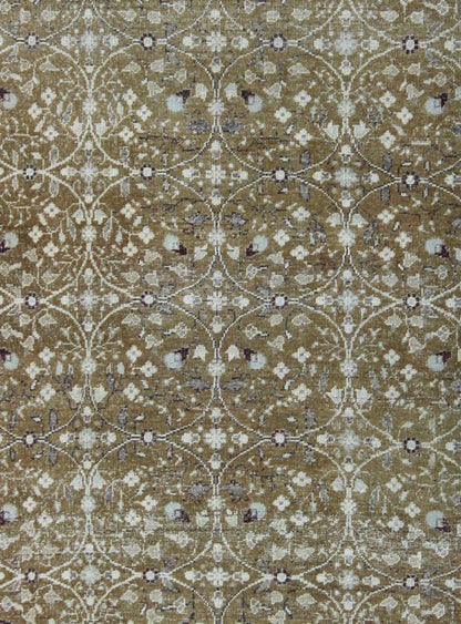 Antique All - Over Design Oushak Rug with Flowers in Ivory and Olive Green, rug EN - 141498 country of origin / type: Turkey / Oushak, circa second quarter of 20th Century. Produced in 1930's Turkey, this antique Oushak is characterized by a unique... - Keivan Woven ArtsEN - 141498 - 6680Rug