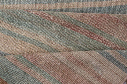Vintage Turkish Kilim Runner with Pastel Rainbow Stripes - Keivan Woven ArtsEN - 14160Rug