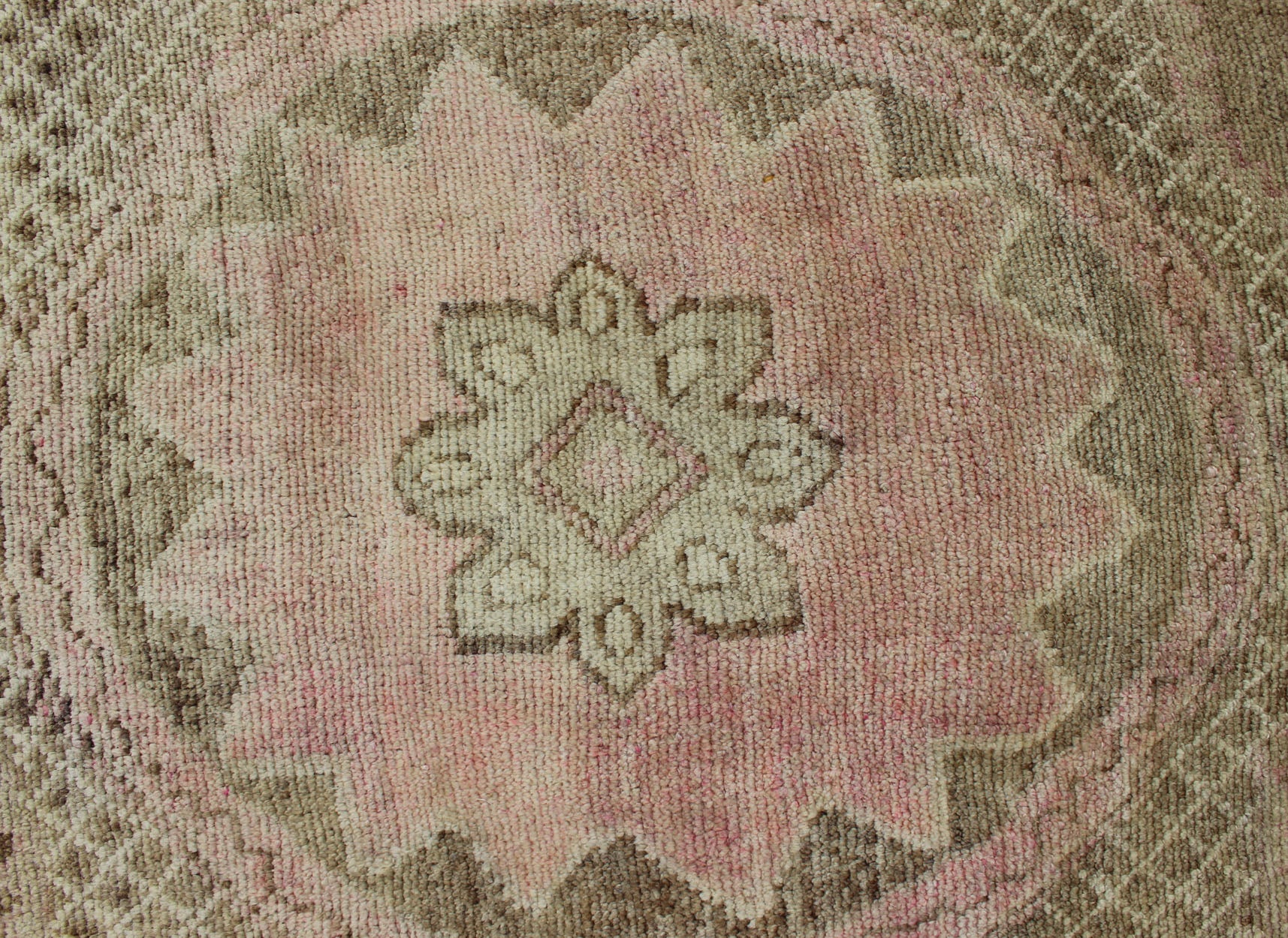 Large Turkish Rug with Modern Design in Light Olive Green, Taupe & Faint Pink. Large Turkish vintage Kars Rug. Large Turkish vintage Kars rug in modern design. Keivan Woven Arts rug / EN - 141713. Large Turkish vintage rug. Measures: 12' x 16' ... - Keivan Woven ArtsEN - 141713 - 7209Rug