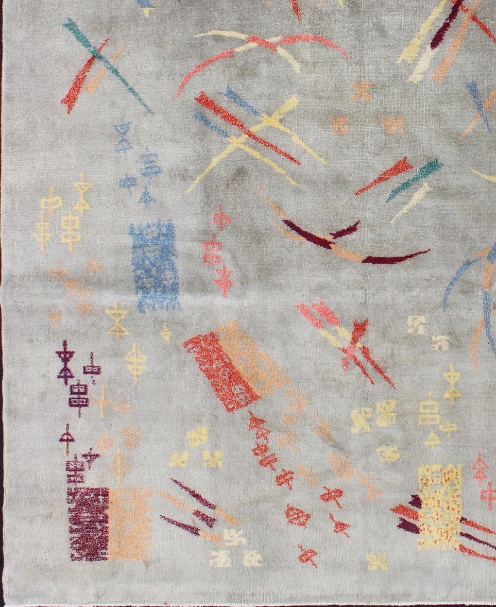 Mid Century Modern Rug with Abstract Design in Light Gray and Multi Colors Measures: 7'0'' x 10'0'' Abstract Design mid century modern Rug in Light Gray and Multi Colors, Keivan Woven Arts/ rug EN - 141715, country of origin / type: Tur... - Keivan Woven ArtsEN - 141715 - 6751Rug