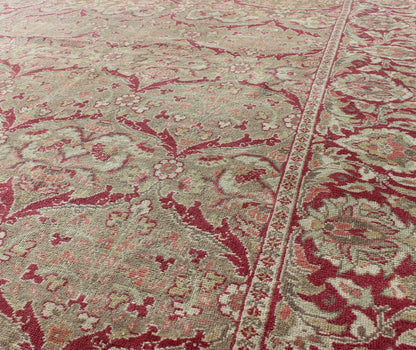 Vintage Turkish Sivas Rug in Burgundy Red, Cream, & Taupe With All - Over Design Measures: 5'0'' x 7'7''. In this Sivas piece, a traditional all - over pattern is reinterpreted with a subtle arabesque aesthetic. vinery, floral designs, and l... - Keivan Woven ArtsEN - 141730 - 7215Rug