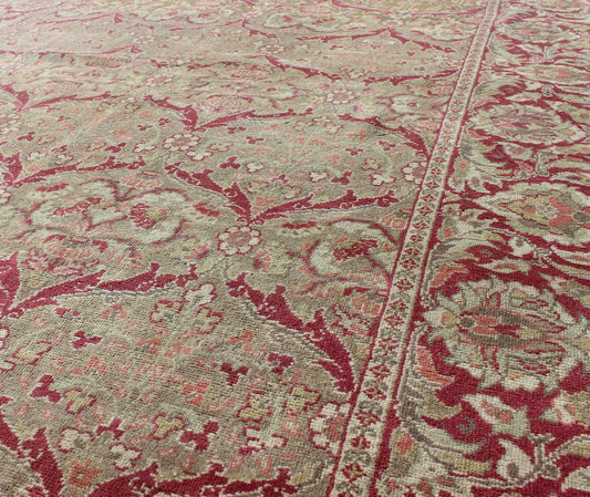 Vintage Turkish Sivas Rug in Burgundy Red, Cream, & Taupe With All - Over Design Measures: 5'0'' x 7'7''. In this Sivas piece, a traditional all - over pattern is reinterpreted with a subtle arabesque aesthetic. vinery, floral designs, and l... - Keivan Woven ArtsEN - 141730 - 7215Rug