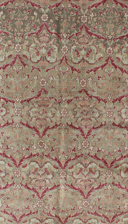 Vintage Turkish Sivas Rug in Burgundy Red, Cream, & Taupe With All - Over Design Measures: 5'0'' x 7'7''. In this Sivas piece, a traditional all - over pattern is reinterpreted with a subtle arabesque aesthetic. vinery, floral designs, and l... - Keivan Woven ArtsEN - 141730 - 7215Rug