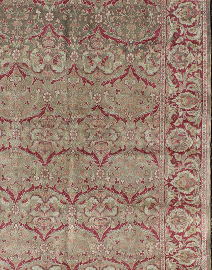 Vintage Turkish Sivas Rug in Burgundy Red, Cream, & Taupe With All - Over Design Measures: 5'0'' x 7'7''. In this Sivas piece, a traditional all - over pattern is reinterpreted with a subtle arabesque aesthetic. vinery, floral designs, and l... - Keivan Woven ArtsEN - 141730 - 7215Rug