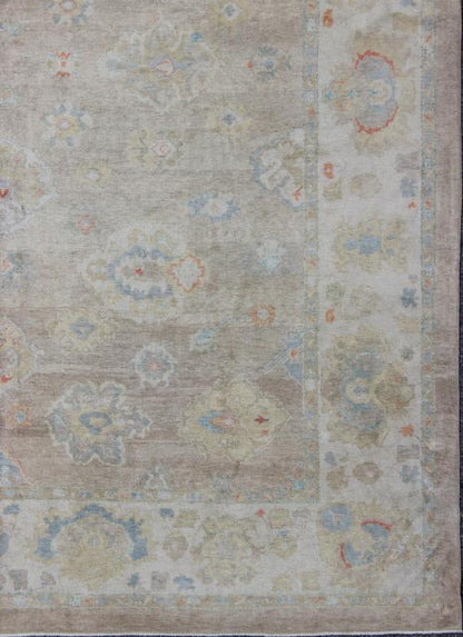 Large Turkish Oushak Rug with Neutral Color Palette and All - Over Flower Design kwarugs Very large Turkish Oushak rug with neutral color palette and all - over flower design, rug en - 141738, country of origin / type: Turkey / Oushak This hand... - Keivan Woven ArtsEN - 141738 - 6761Rug