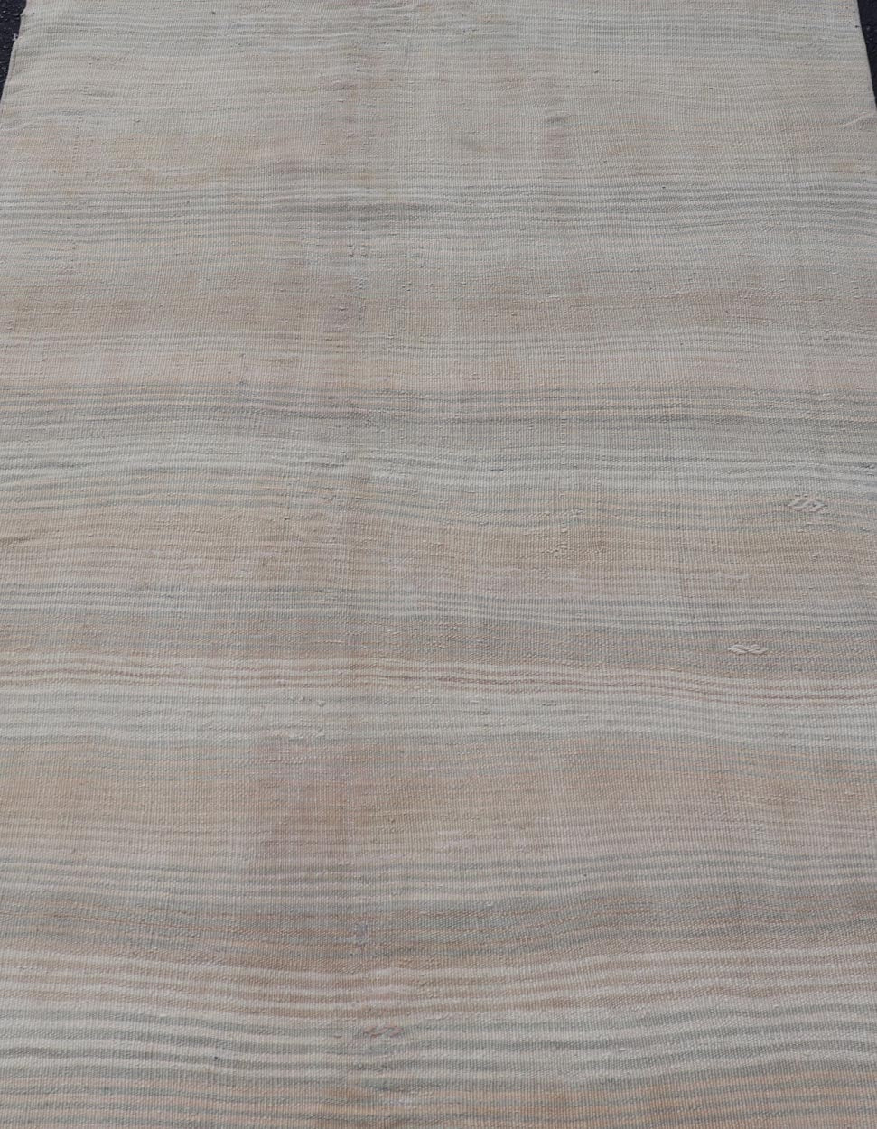 Vintage Turkish Kilim Rug with Soft Pastel Stripes - Keivan Woven ArtsEN - 14183Rug