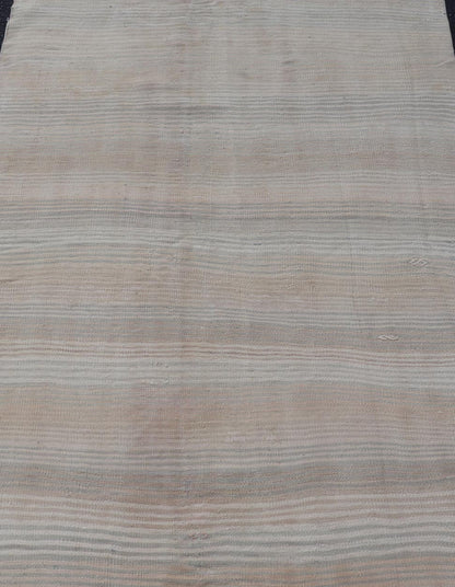 Vintage Turkish Kilim Rug with Soft Pastel Stripes - Keivan Woven ArtsEN - 14183Rug