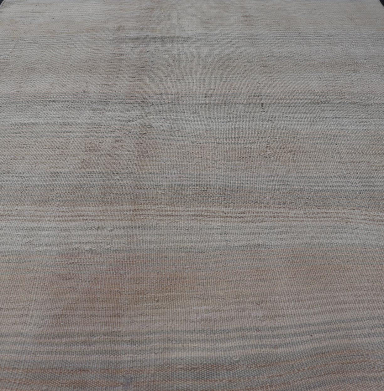 Vintage Turkish Kilim Rug with Soft Pastel Stripes - Keivan Woven ArtsEN - 14183Rug