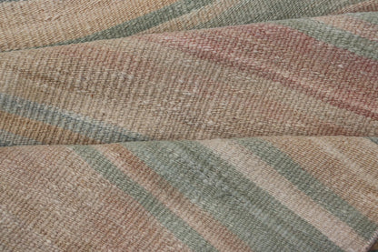 Vintage Turkish Kilim Runner with Subtle Stripes in Pastel Hues - Keivan Woven ArtsEN - 14185Rug
