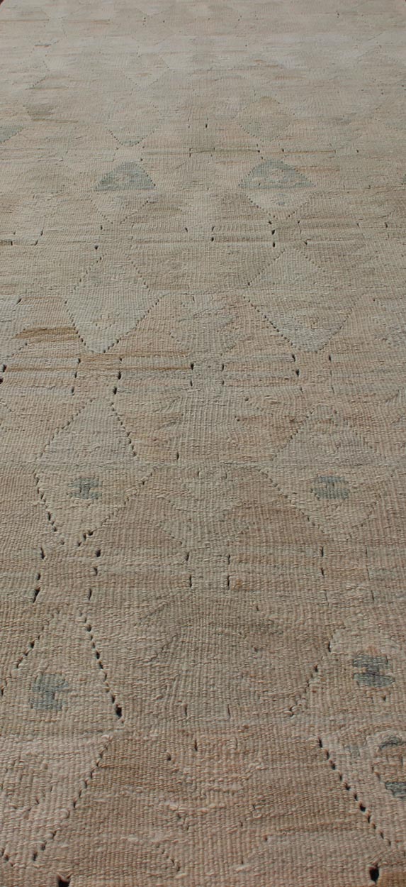 Vintage Turkish Kilim Flat Weave Runner with Unique Design in Muted Tones Flat - weave Kilim vintage runner from Turkey with unique design in neutral, muted colors, Keivan Woven Arts / rug en - 141995, country of origin / type: Turkey / Kilim, circa... - Keivan Woven ArtsEN - 141995 - 10936Rug