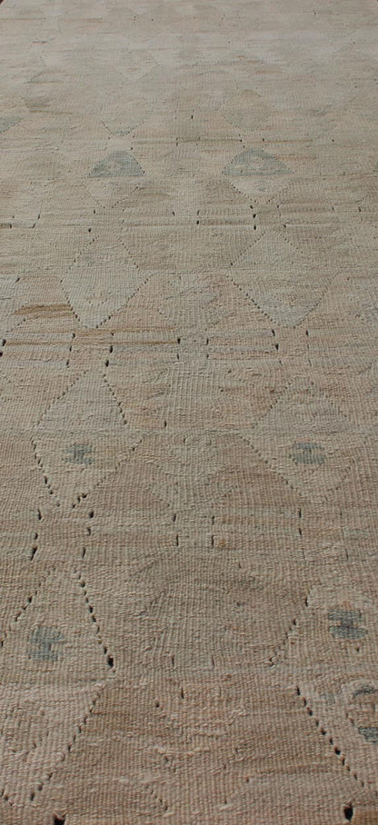 Vintage Turkish Kilim Flat Weave Runner with Unique Design in Muted Tones Flat - weave Kilim vintage runner from Turkey with unique design in neutral, muted colors, Keivan Woven Arts / rug en - 141995, country of origin / type: Turkey / Kilim, circa... - Keivan Woven ArtsEN - 141995 - 10936Rug