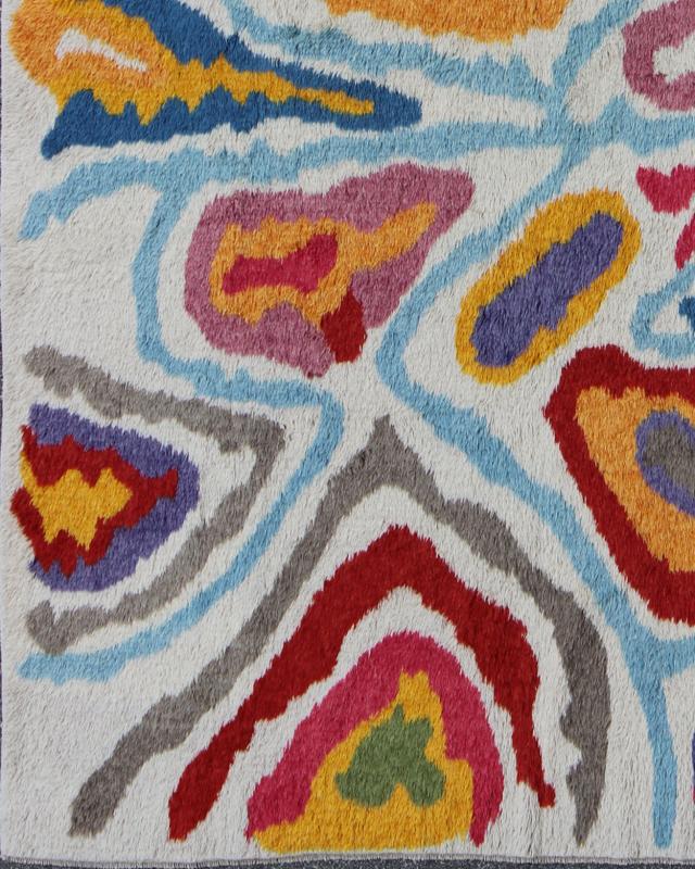 Keivan Woven Arts, Turkish Tulu Rug with Bright Color Palette and Modern Abstract Design. Turkish Tulu rug with vivid color palette and all - over modern design, rug EN - 142123, country of origin / type: Turkey / Tulu This traditional Tulu... - Keivan Woven ArtsEN - 142123 - 7827Rug