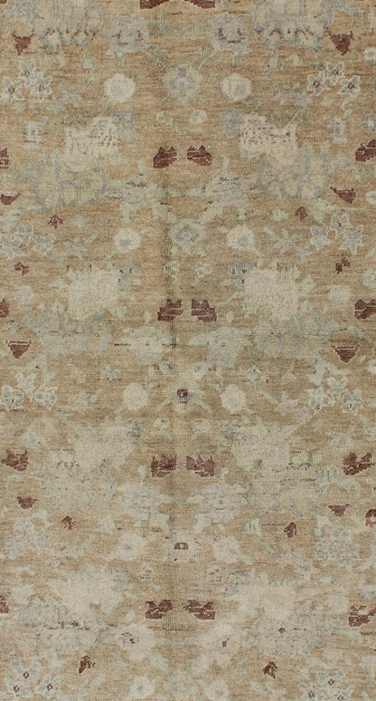 Turkish Vintage Hand Knotted Oushak Rug with All - Over Floral Design Vintage Turkish Oushak rug from Turkey with All - Over Design, Keivan Woven Arts / rug/EN - 142134, country of origin / type: Turkey / Oushak, circa 1940. This vintage T... - Keivan Woven ArtsEN - 142134 - 7847Rug