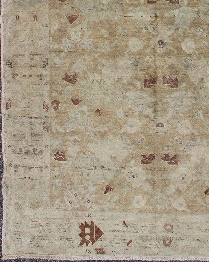 Turkish Vintage Hand Knotted Oushak Rug with All - Over Floral Design Vintage Turkish Oushak rug from Turkey with All - Over Design, Keivan Woven Arts / rug/EN - 142134, country of origin / type: Turkey / Oushak, circa 1940. This vintage T... - Keivan Woven ArtsEN - 142134 - 7847Rug