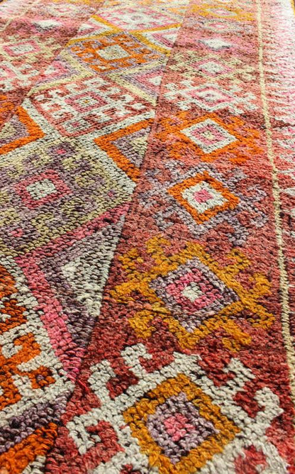 Tribal Turkish Runner with Colorful All - Over Diamond Design. Dimensions: 2'11 x 9'4. This geometric and tribal rug demonstrates an ostentatious side of modern design Turkish weaving. The various shades of red, softened by age, pair elegantly ... - Keivan Woven ArtsEN - 142235 - 8044Rug