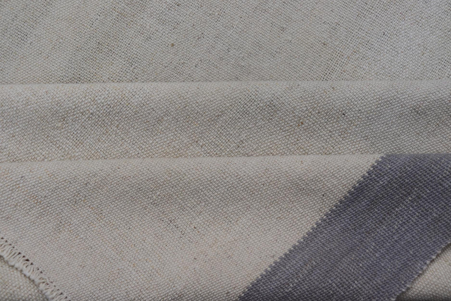 Vintage Turkish Kilim with Modern Design in Cream and Lavender Measures: 5'1 x 7'4 This piece, although vintage, is perfect for modern interiors, with minimalism on the high rise of today's trends. The face is plain, relying on the craf... - Keivan Woven ArtsEN - 142638 - 19130Rug
