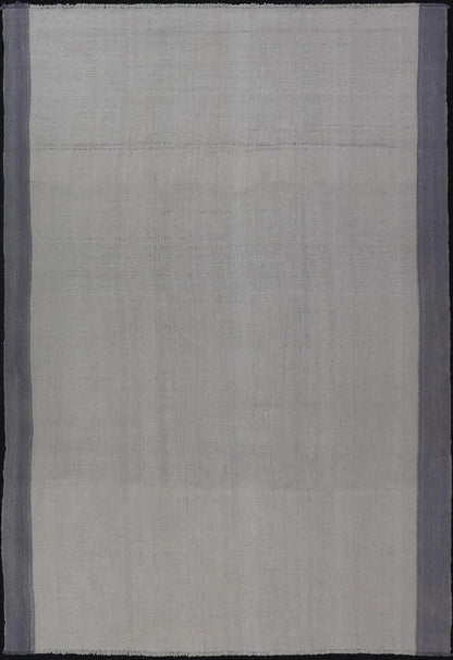 Vintage Turkish Kilim with Modern Design in Cream and Lavender Measures: 5'1 x 7'4 This piece, although vintage, is perfect for modern interiors, with minimalism on the high rise of today's trends. The face is plain, relying on the craf... - Keivan Woven ArtsEN - 142638 - 19130Rug
