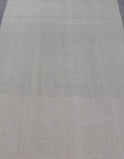 Vintage Turkish Kilim with Modern Design in Cream and Lavender Measures: 5'1 x 7'4 This piece, although vintage, is perfect for modern interiors, with minimalism on the high rise of today's trends. The face is plain, relying on the craf... - Keivan Woven ArtsEN - 142638 - 19130Rug