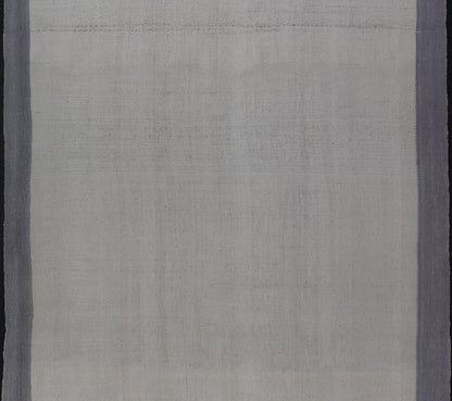 Vintage Turkish Kilim with Modern Design in Cream and Lavender Measures: 5'1 x 7'4 This piece, although vintage, is perfect for modern interiors, with minimalism on the high rise of today's trends. The face is plain, relying on the craf... - Keivan Woven ArtsEN - 142638 - 19130Rug