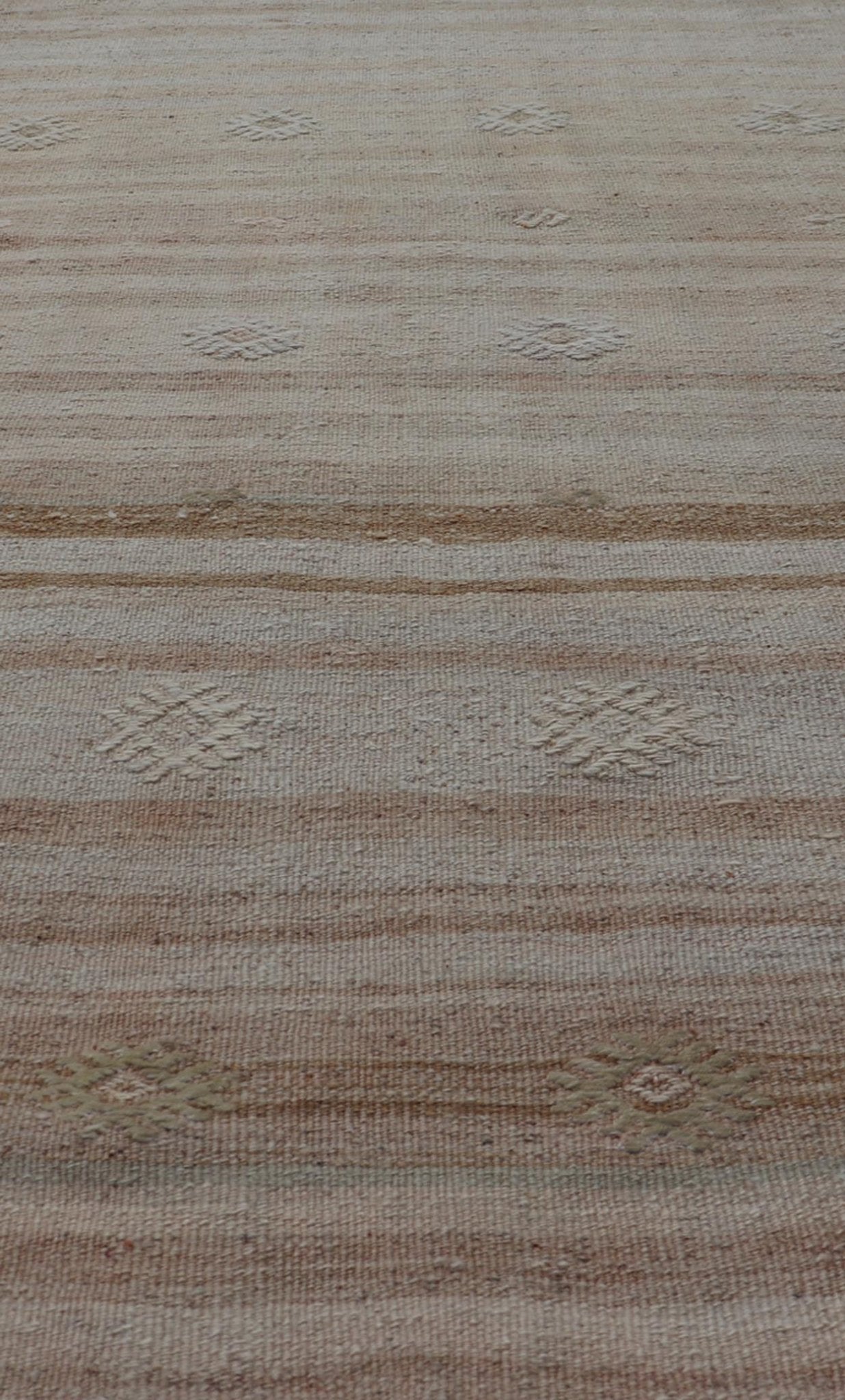 Measures: 2'5 x 6'4 Turkish Vintage Kilim Stripe Runner with in Tan, Taupe, Brown, and Earth Tones. Keivan Woven Arts / rug EN - 14344, country of origin / type: Turkey / Kilim, circa 1950 - Keivan Woven ArtsEN - 14344 - 21669Rug
