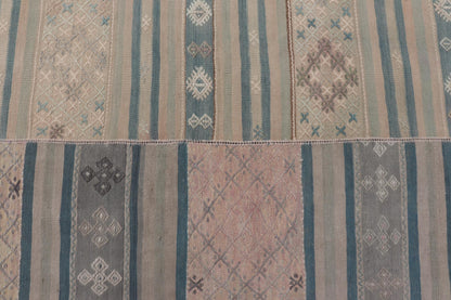 Large Vintage Paneled Kilim Flat - Weave in Blue, Pink, Taupe, Gray, Light brown, Keivan Woven Arts /rug / EN - 14433, country of origin / type: Turkey / Kilim 1950s Measures: 11'5 x 17'0 Large Vintage Hand Woven neutral paneled Kilim flat - weave. Th... - Keivan Woven ArtsEN - 14433 - 23959Rug
