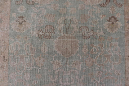 Light Colored Turkish Vintage Oushak Rug with All - Over Design in Light Green. Country of Origin: Turkey; Type: Oushak; Design: Medallion, Floral Medallion, All - Over, Floral; Keivan Woven Arts; rug EN - 14475; Light and Muted Colored Turkish Vintage Ousha... - Keivan Woven ArtsEN - 14475 - 23756Rug